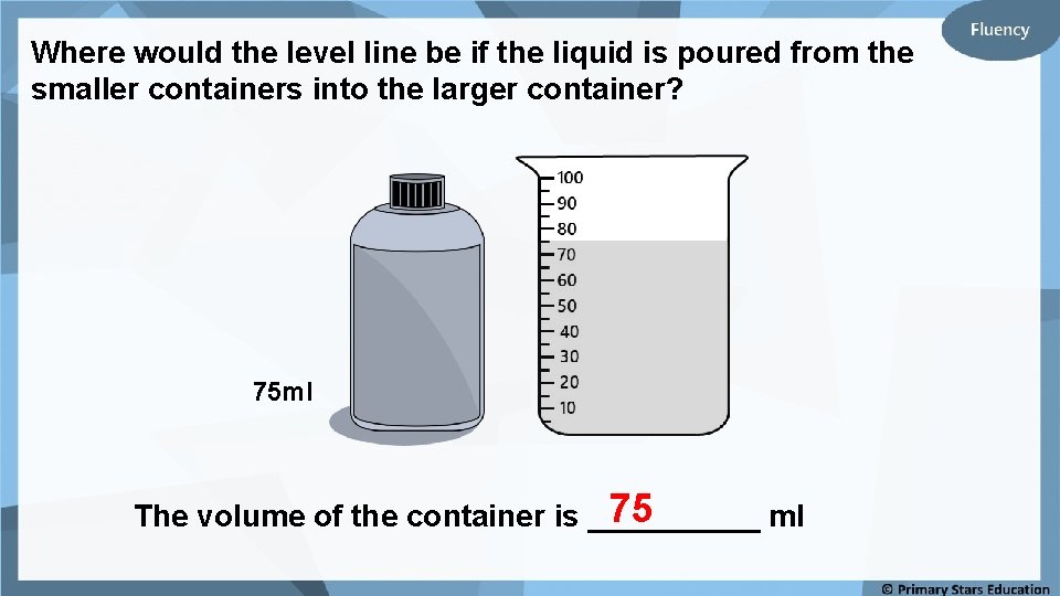 Where would the level line be if the liquid is poured from the smaller