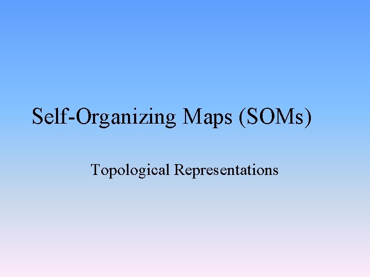 Self-Organizing Maps (SOMs) Topological Representations 
