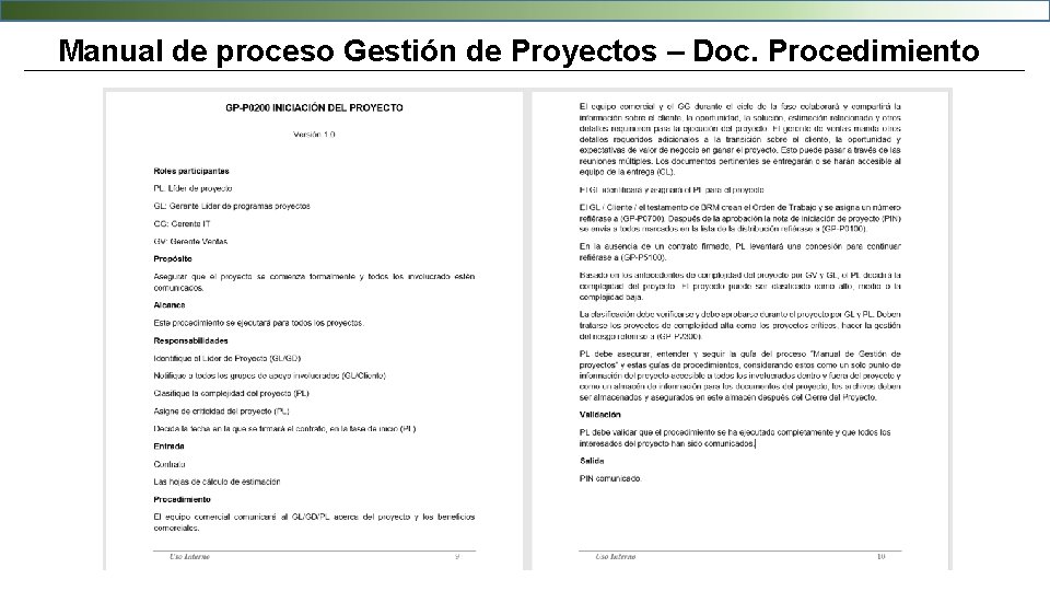 Manual de proceso Gestión de Proyectos – Doc. Procedimiento 