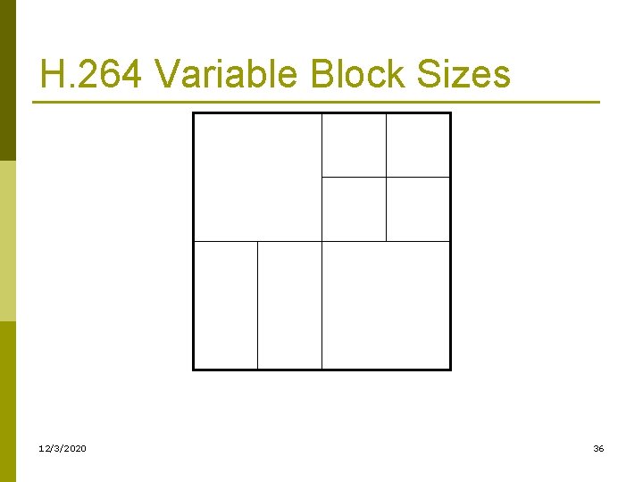 H. 264 Variable Block Sizes 12/3/2020 36 H. 264 Variable Block Sizes 12/3/2020 36