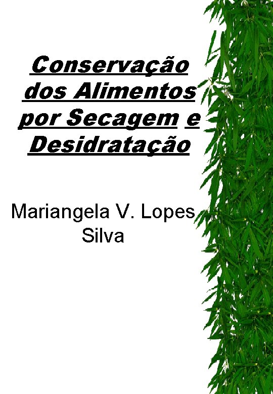 Conservação dos Alimentos por Secagem e Desidratação Mariangela V. Lopes Silva 