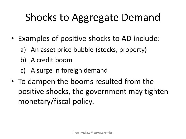 Shocks to Aggregate Demand • Intermediate Macroeconomics 