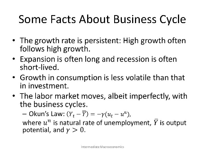 Some Facts About Business Cycle • Intermediate Macroeconomics 