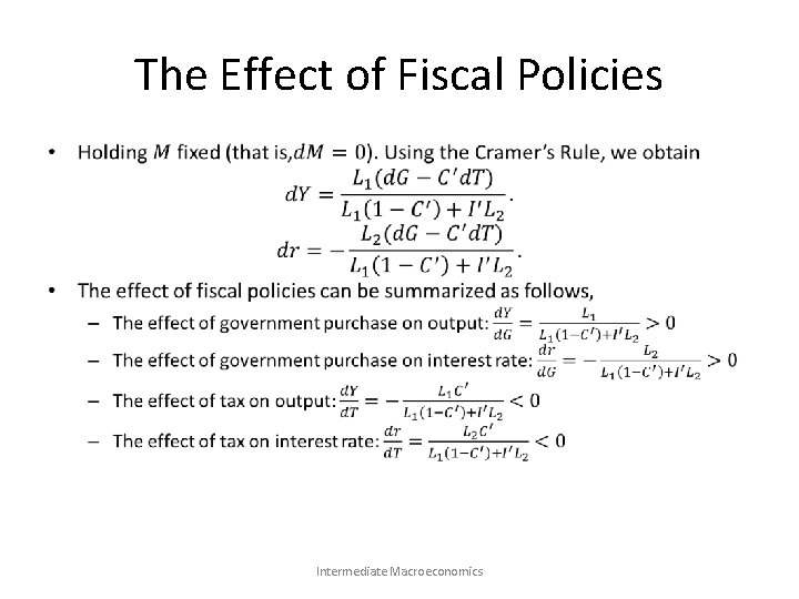 The Effect of Fiscal Policies • Intermediate Macroeconomics 