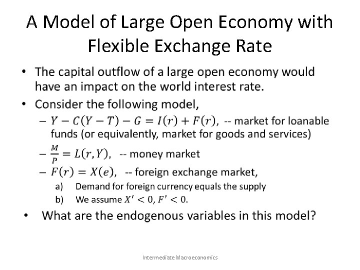 A Model of Large Open Economy with Flexible Exchange Rate • Intermediate Macroeconomics 