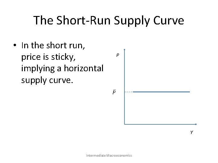 The Short-Run Supply Curve • In the short run, price is sticky, implying a