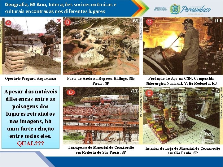 Geografia, 6º Ano, Interações socioeconômicas e culturais encontradas nos diferentes lugares (8) Operário Prepara