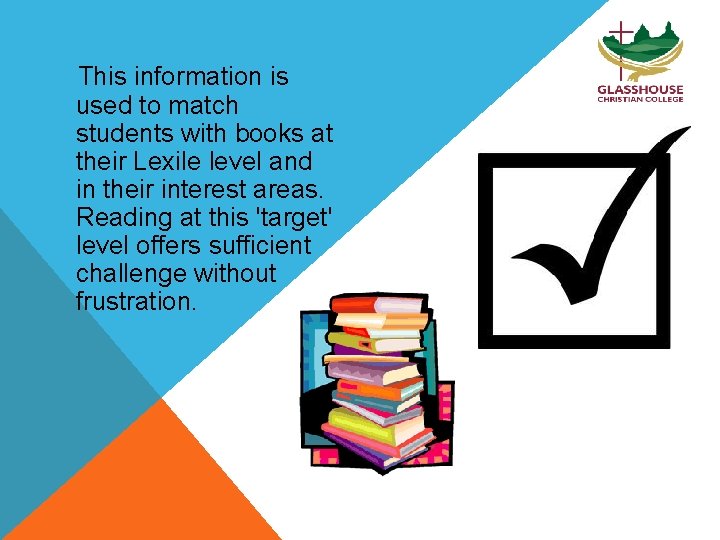  This information is used to match students with books at their Lexile level