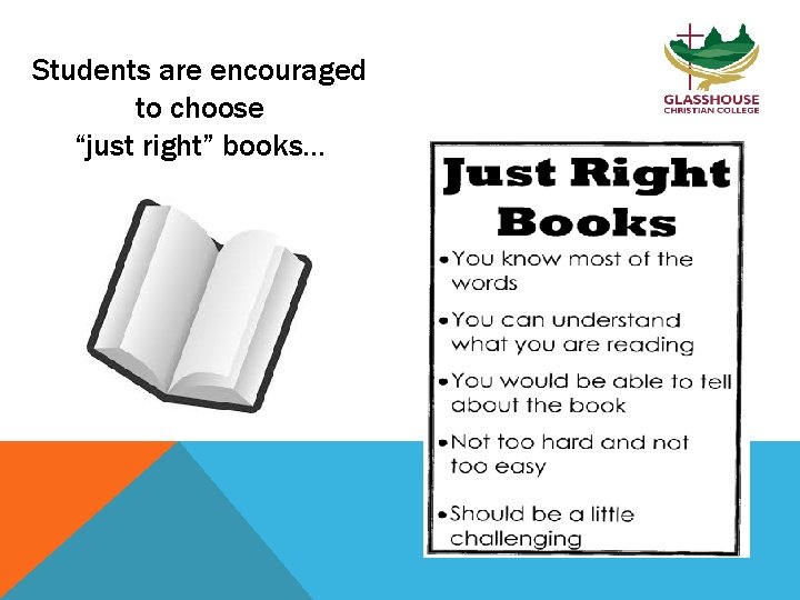 Students are encouraged to choose “just right” books… 