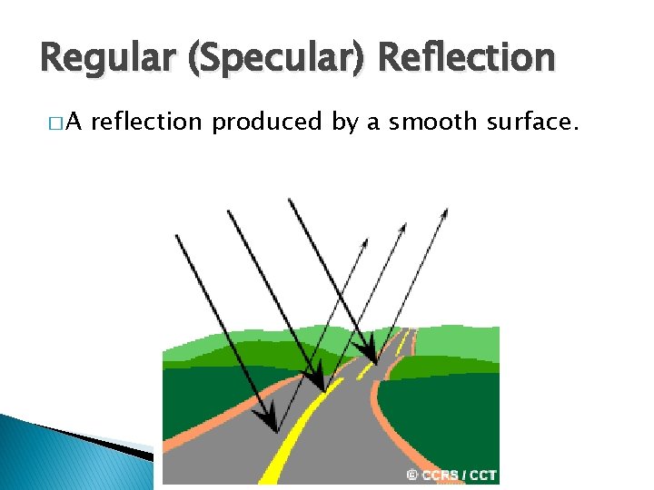 Regular (Specular) Reflection �A reflection produced by a smooth surface. 