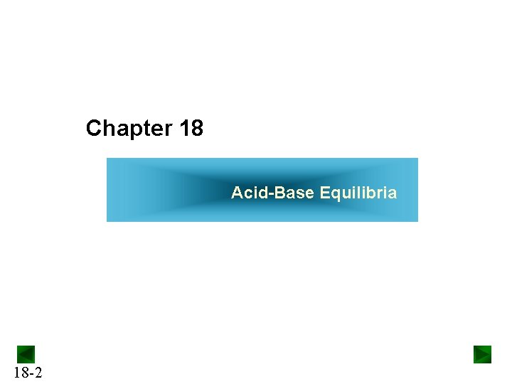 Chapter 18 Acid-Base Equilibria 18 -2 