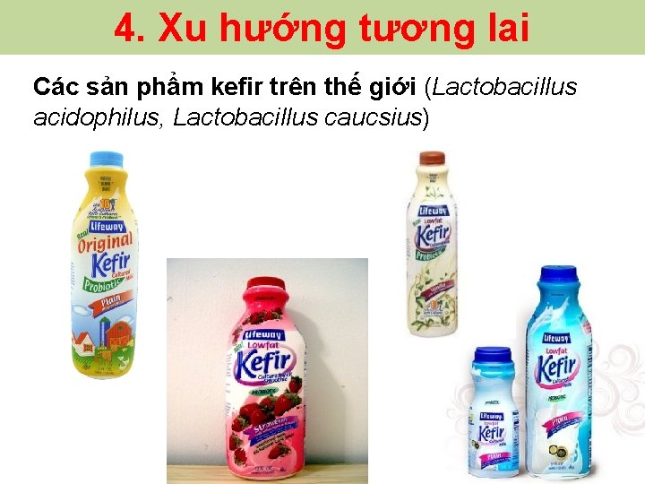 4. Xu hướng tương lai Các sản phẩm kefir trên thế giới (Lactobacillus acidophilus,