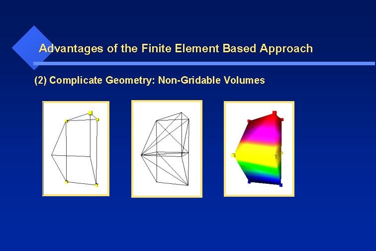 Advantages of the Finite Element Based Approach (2) Complicate Geometry: Non-Gridable Volumes 