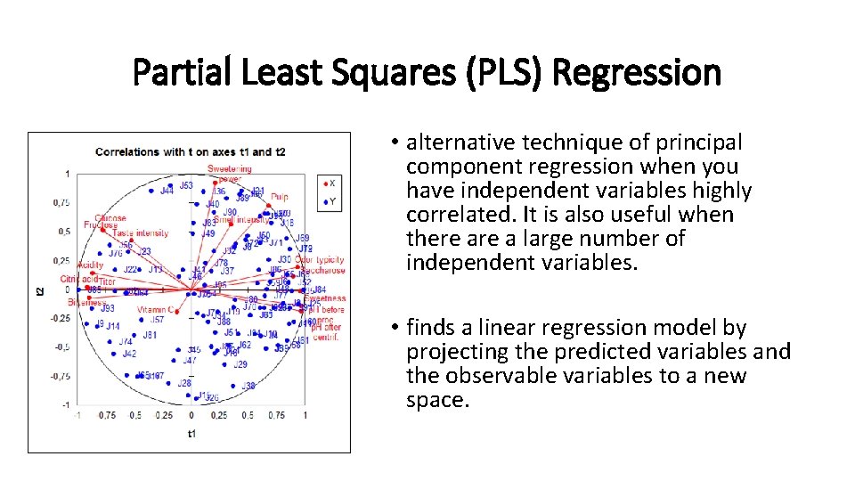 Partial Least Squares (PLS) Regression • alternative technique of principal component regression when you