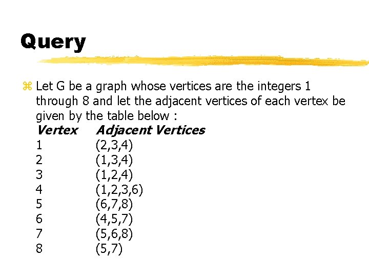 Query z Let G be a graph whose vertices are the integers 1 through
