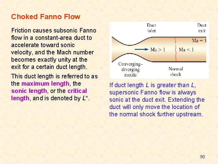 Choked Fanno Flow Friction causes subsonic Fanno flow in a constant-area duct to accelerate