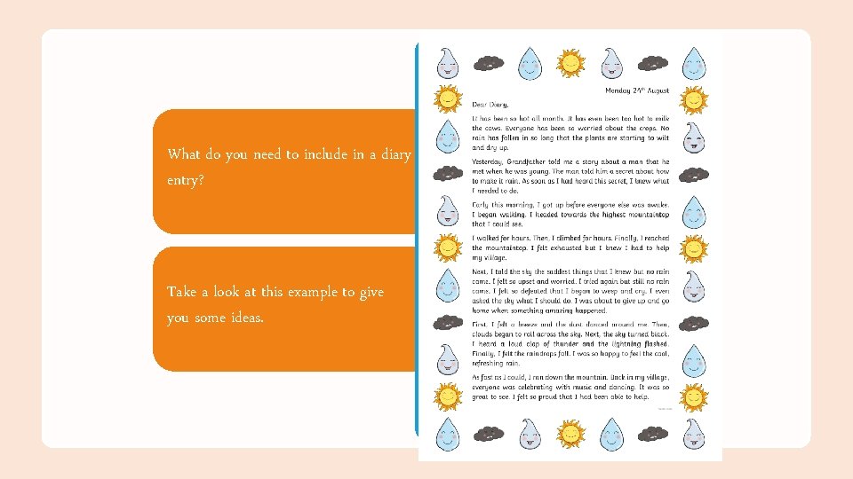 What do you need to include in a diary entry? Take a look at What do you need to include in a diary entry? Take a look at