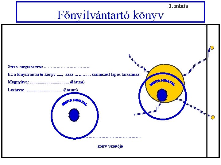 Főnyilvántartó könyv 1. minta Szerv megnevezése ……………… Ez a főnyilvántartó könyv. . . ,