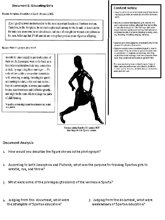 Content notes: Document Analysis 1. How would you describe the figure shown in the