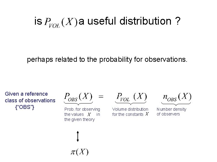 is a useful distribution ? perhaps related to the probability for observations. Given a