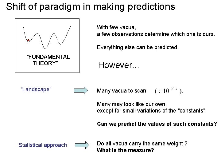 Shift of paradigm in making predictions With few vacua, a few observations determine which