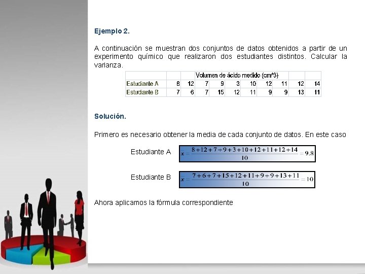 Ejemplo 2. A continuación se muestran dos conjuntos de datos obtenidos a partir de