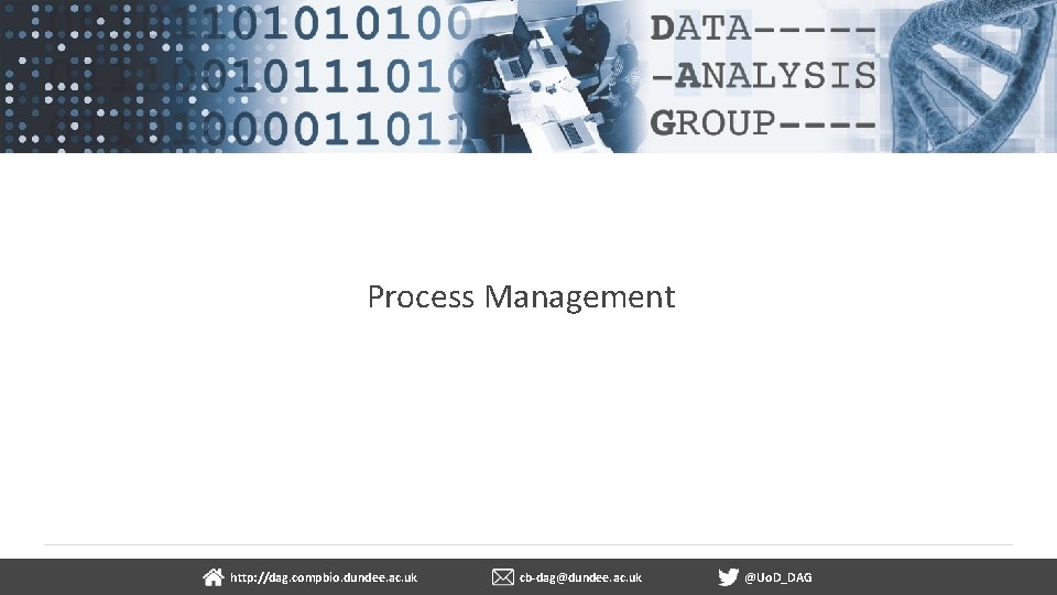 Process Management dundee. ac. uk http: //dag. compbio. dundee. ac. uk cb-dag@dundee. ac. uk