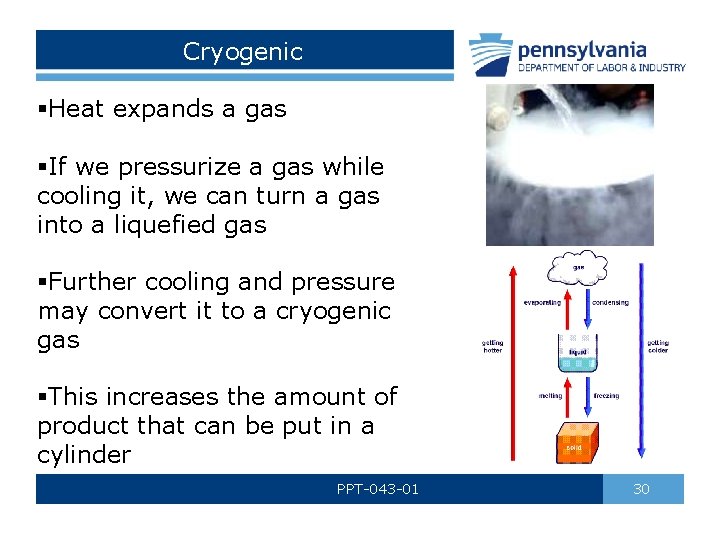 Cryogenic §Heat expands a gas §If we pressurize a gas while cooling it, we