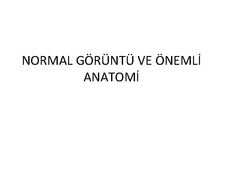 NORMAL GÖRÜNTÜ VE ÖNEMLİ ANATOMİ 