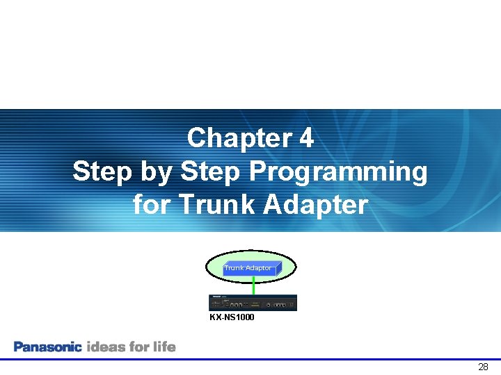Chapter 4 Step by Step Programming for Trunk Adapter Trunk Adaptor KX-NS 1000 28
