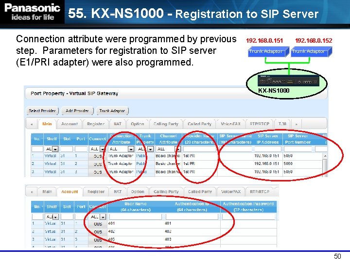 55. KX-NS 1000 - Registration to SIP Server Connection attribute were programmed by previous