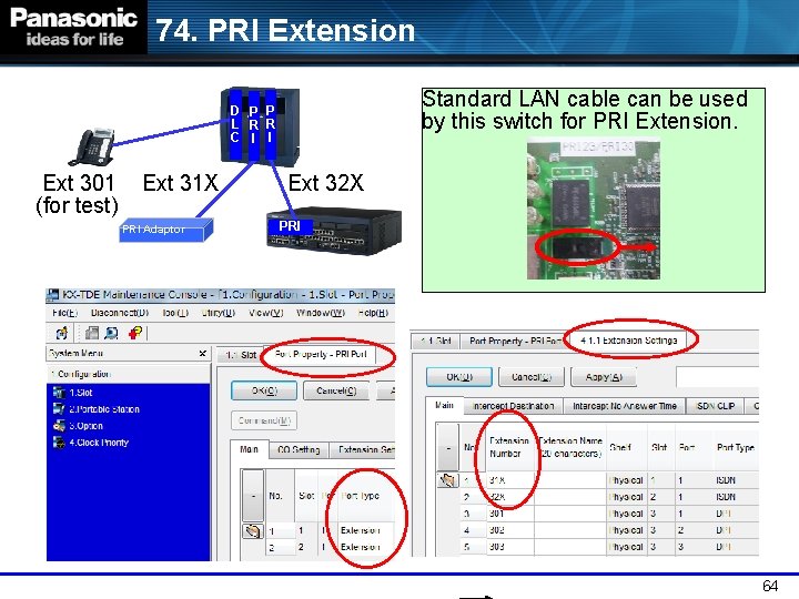 74. PRI Extension Standard LAN cable can be used by this switch for PRI