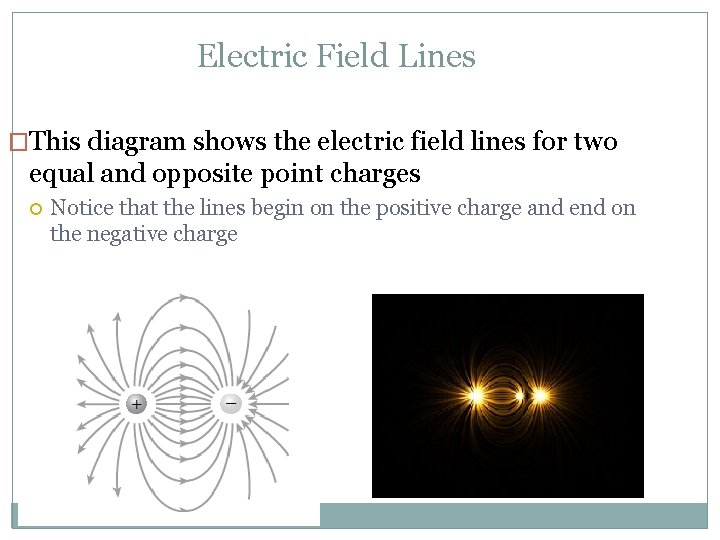 Electric Field Lines �This diagram shows the electric field lines for two equal and