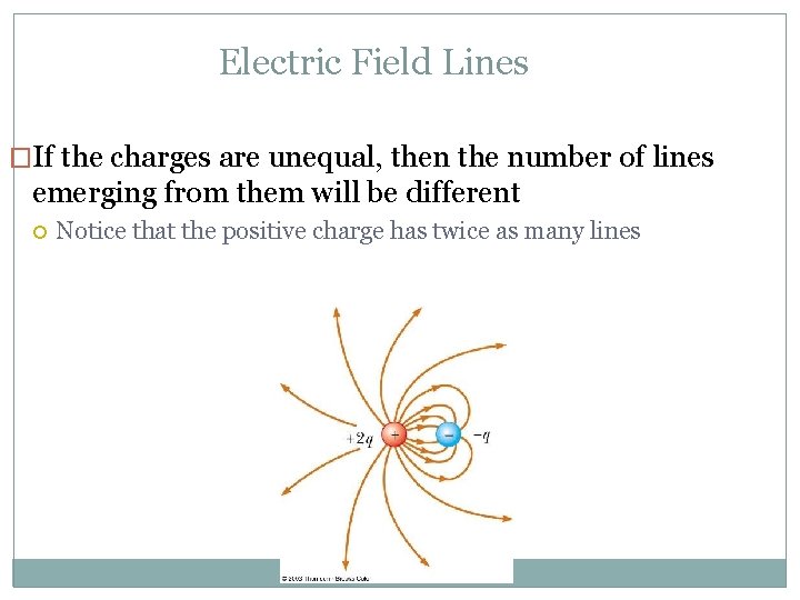 Electric Field Lines �If the charges are unequal, then the number of lines emerging