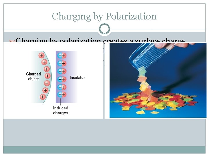 Charging by Polarization Charging by polarization creates a surface charge A charged object is