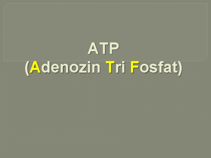 ATP (Adenozin Tri Fosfat) 