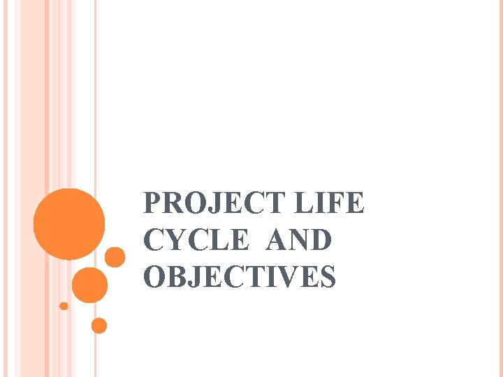 PROJECT LIFE CYCLE AND OBJECTIVES 