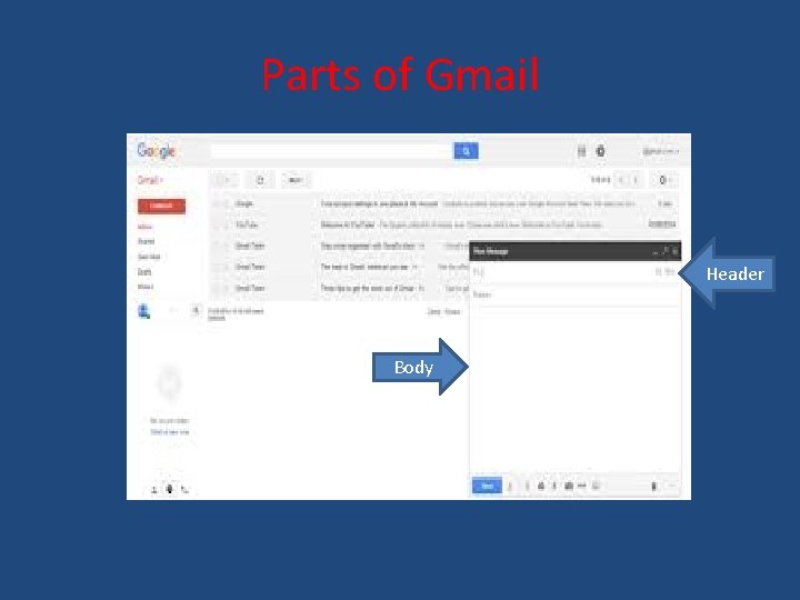 Parts of Gmail Header Body 