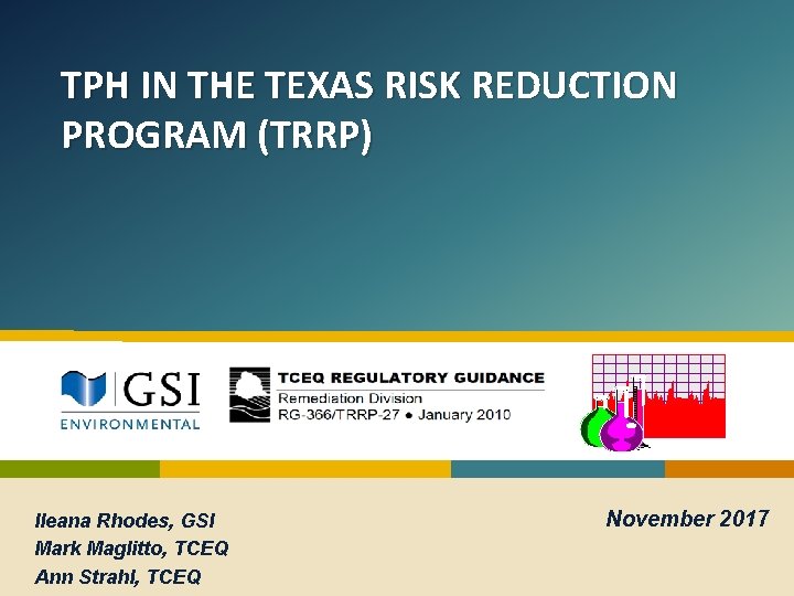 TPH IN THE TEXAS RISK REDUCTION PROGRAM (TRRP) Environmental Impact Ileana Rhodes, GSI Mark