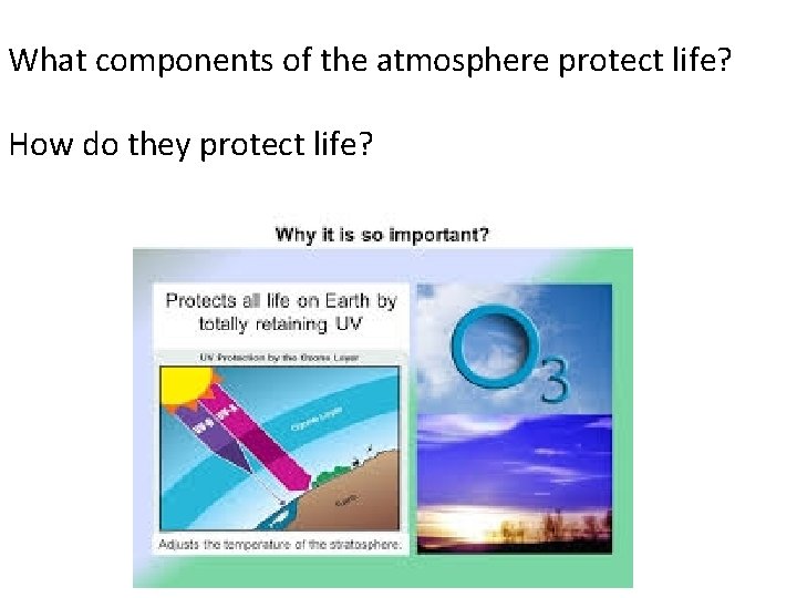 What components of the atmosphere protect life? How do they protect life? 