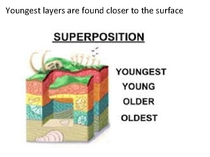 Youngest layers are found closer to the surface 