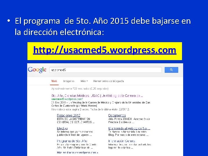  • El programa de 5 to. Año 2015 debe bajarse en la dirección