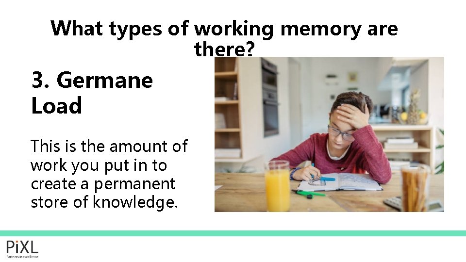 What types of working memory are there? 3. Germane Load This is the amount
