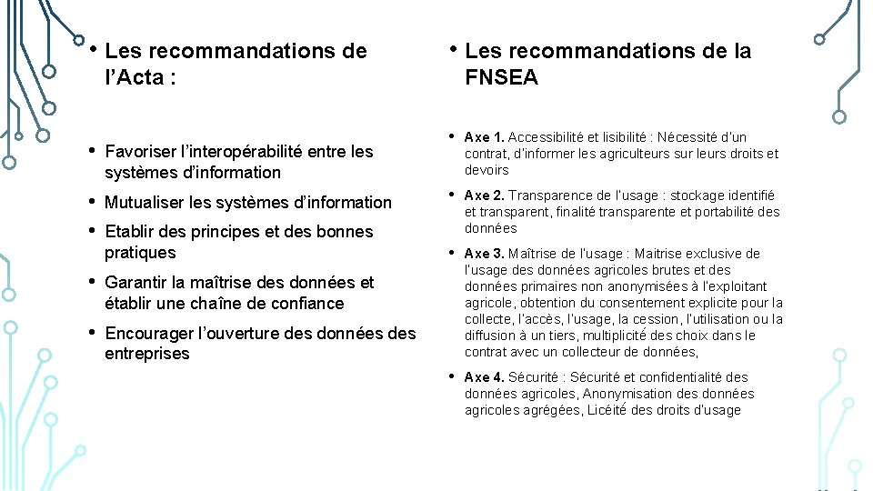  • Les recommandations de la l’Acta : FNSEA • Axe 1. Accessibilité et