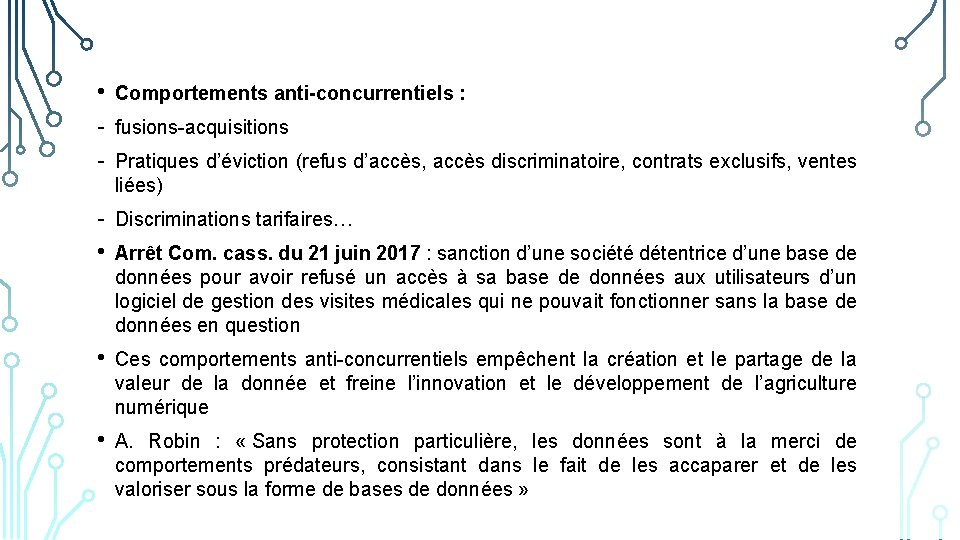  • - Comportements anti-concurrentiels : • Discriminations tarifaires… • Ces comportements anti-concurrentiels empêchent