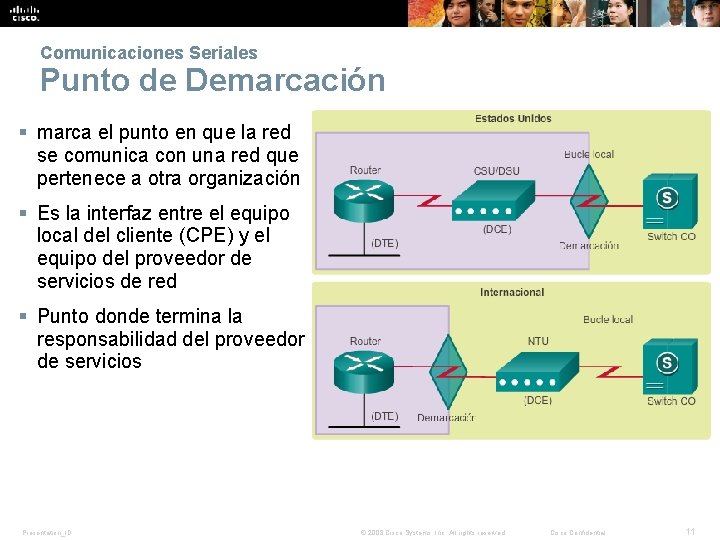 Comunicaciones Seriales Punto de Demarcación § marca el punto en que la red se