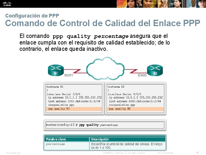 Configuración de PPP Comando de Control de Calidad del Enlace PPP El comando ppp