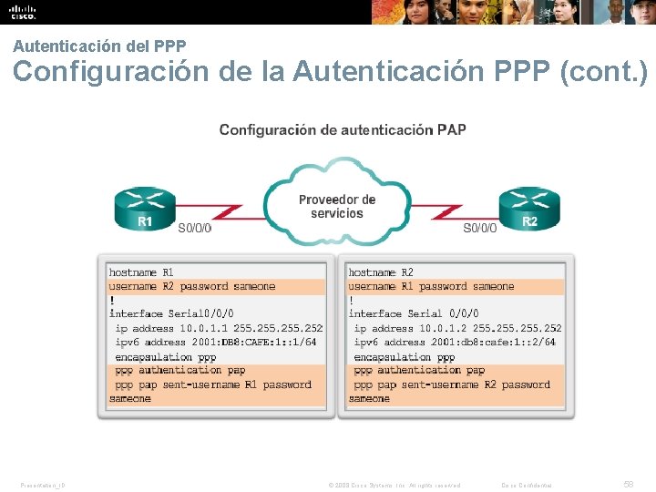 Autenticación del PPP Configuración de la Autenticación PPP (cont. ) Presentation_ID © 2008 Cisco