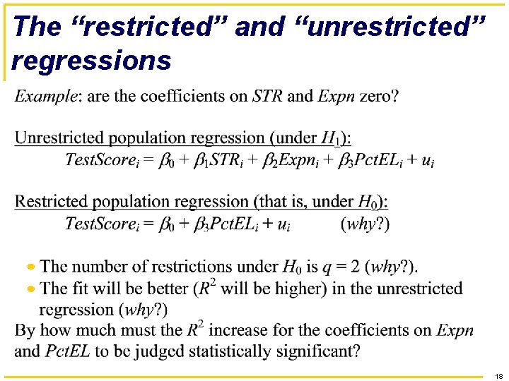 The “restricted” and “unrestricted” regressions 18 