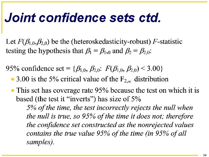 Joint confidence sets ctd. 34 